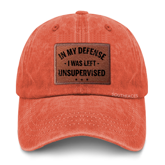 In My Defense I Was Left Unsupervised Leather Patch Cap