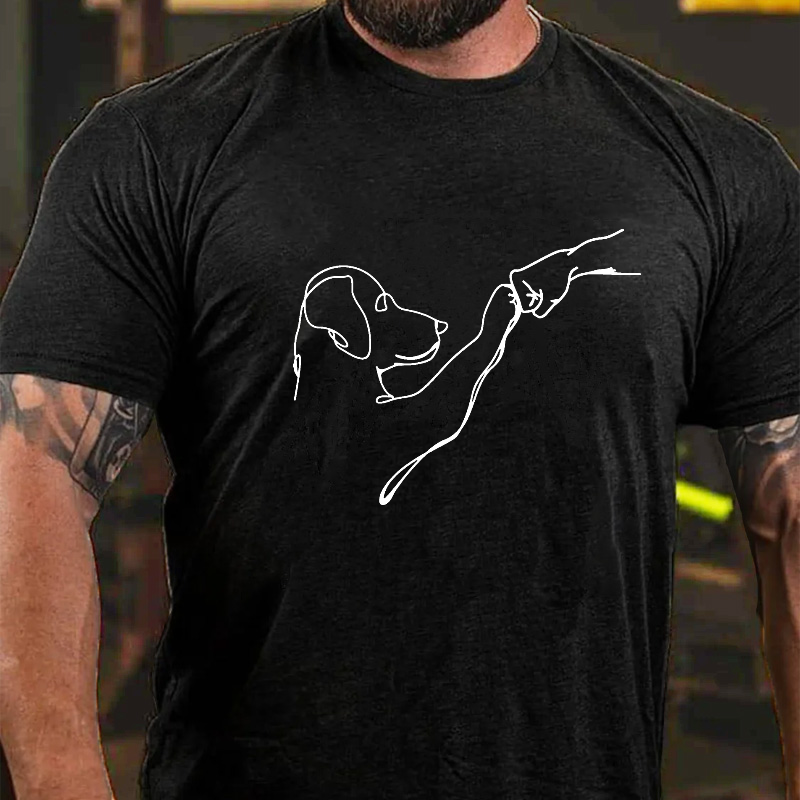 Dog Fist Bump Funny Print Men's T-shirt