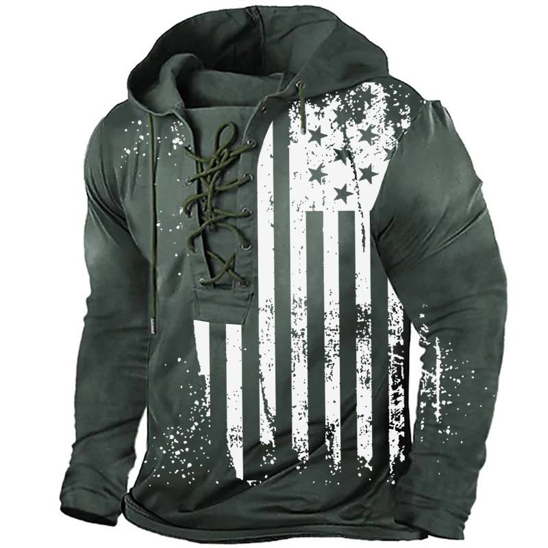 USA Distressed Flag Hooded Retro Hoodie