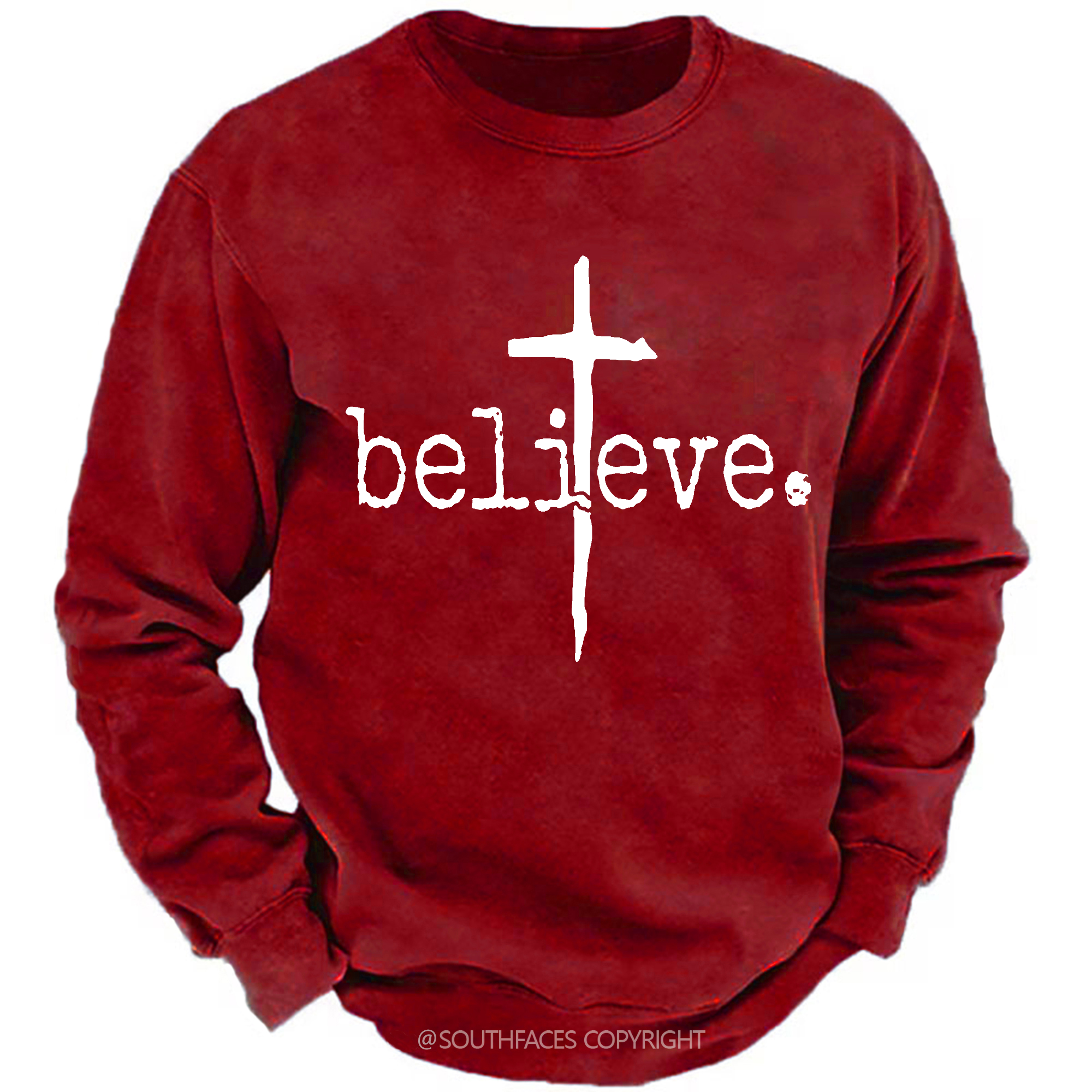Believe Cross Print Christian Sweatshirt