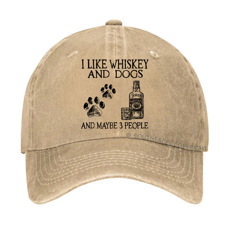I Like Whiskey And Dogs And Maybe 3 People Funny Print Hats