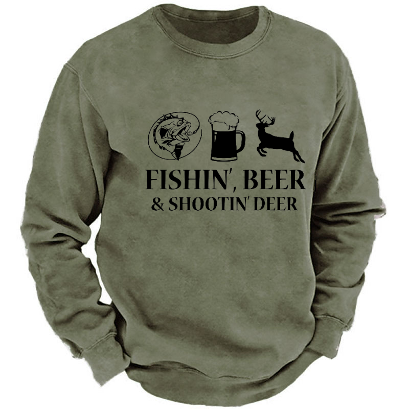Fishin', Beer & Shootin' Deer Sweatshirt