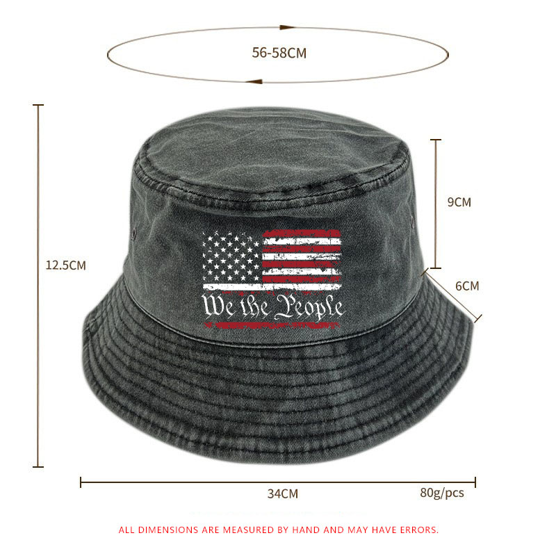 We The People With USA Flag Print Bucket Hat