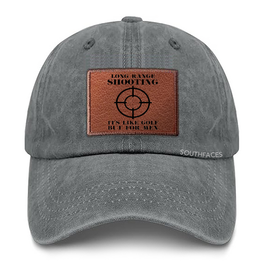 Long Range Shooting It's Like Golf But For Men Leather Patch Cap