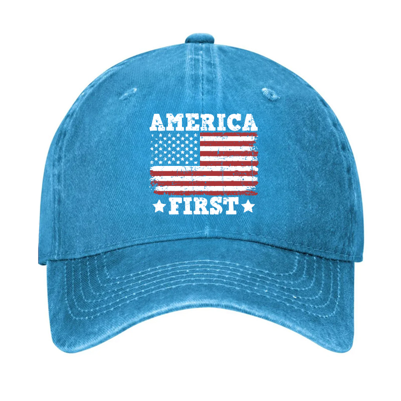 America First With USA Flag Print Hat