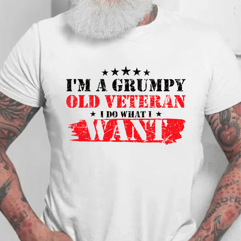 I'm A Grumpy Old Veteran I Do What I Want Color Matching Men's T-shirt