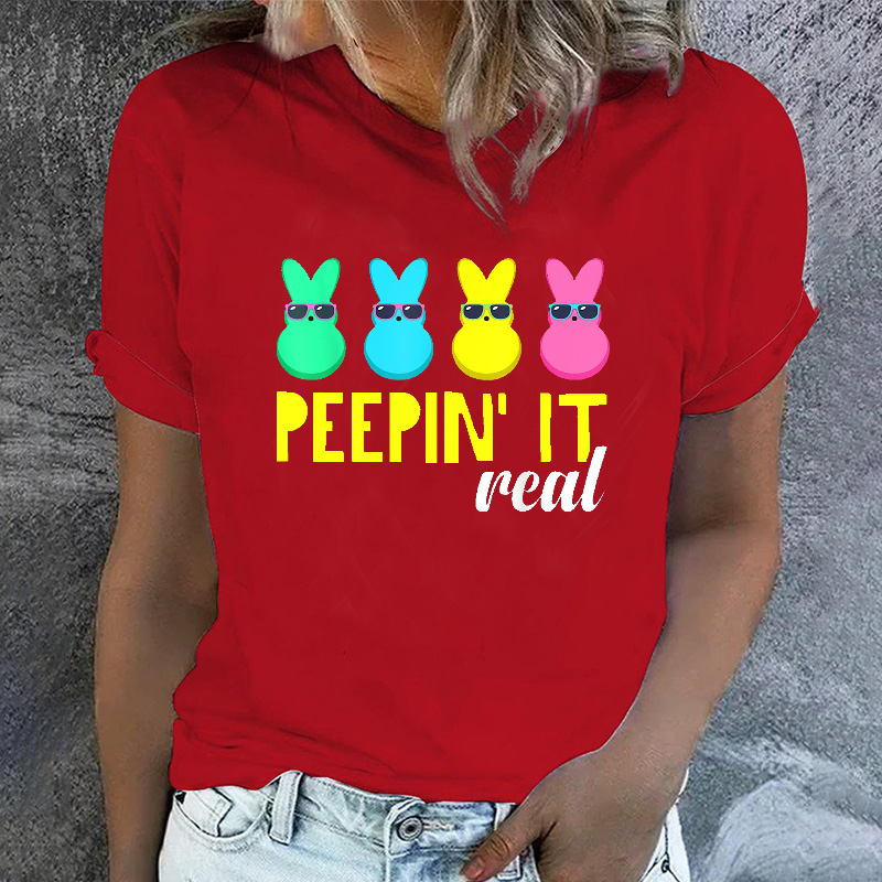 Peepin It Real Happy Easter Bunny T-shirt