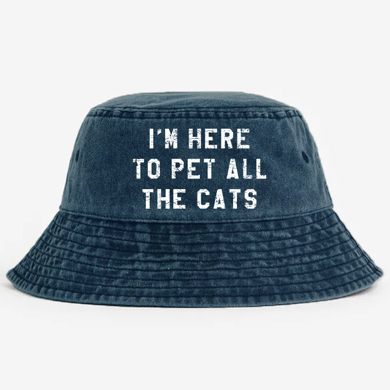 I'm Here To Pet All The Cats Bucket Hat