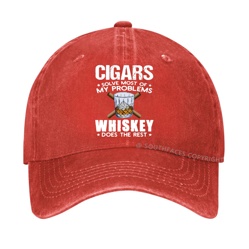 Cigars Solve Most Of My Problems Whiskey Does The Rest Hat