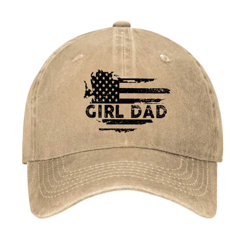 Girl Dad With Flag Print Funny Father Gift Hat