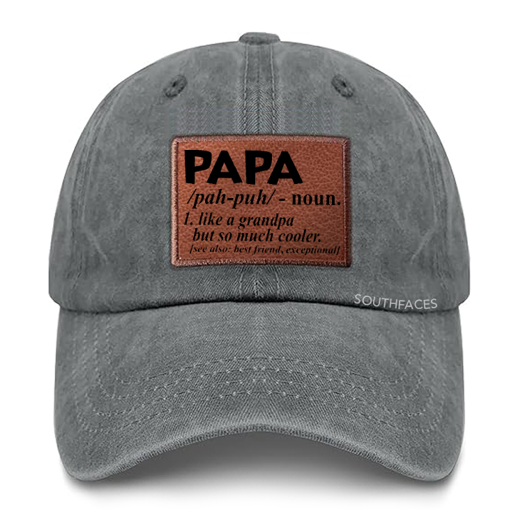 PAPA Like A Grandpa But So Much Cooler Leather Patch Cap
