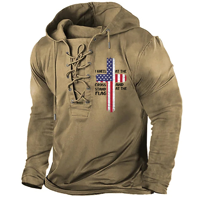 Kneel Cross At The Cross Memorial Day Never Forget Veteran Retro Hoodie
