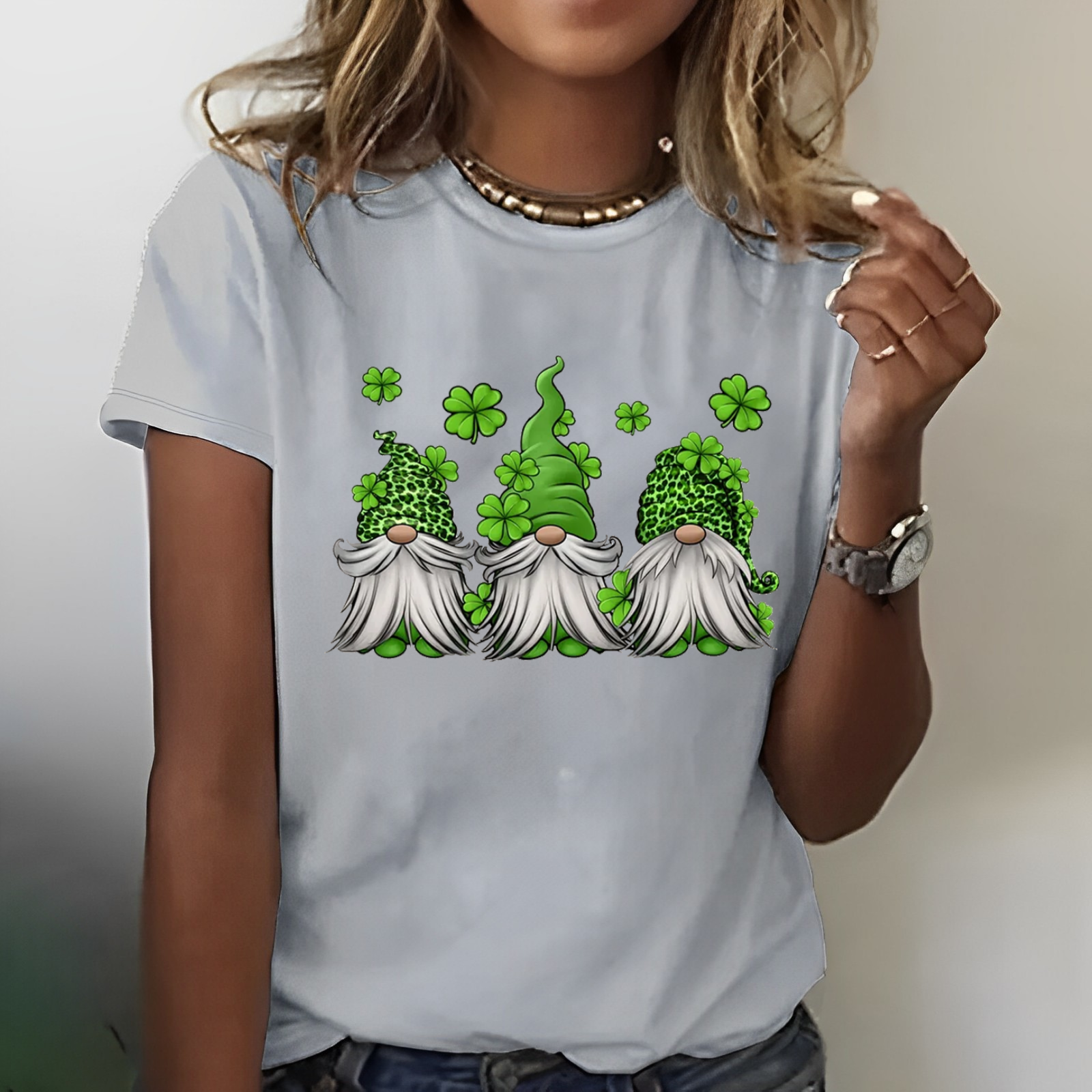 St. Patrick's Gnomes Print T-shirt