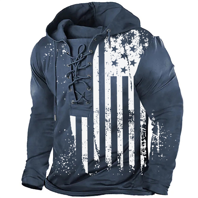 USA Distressed Flag Hooded Retro Hoodie