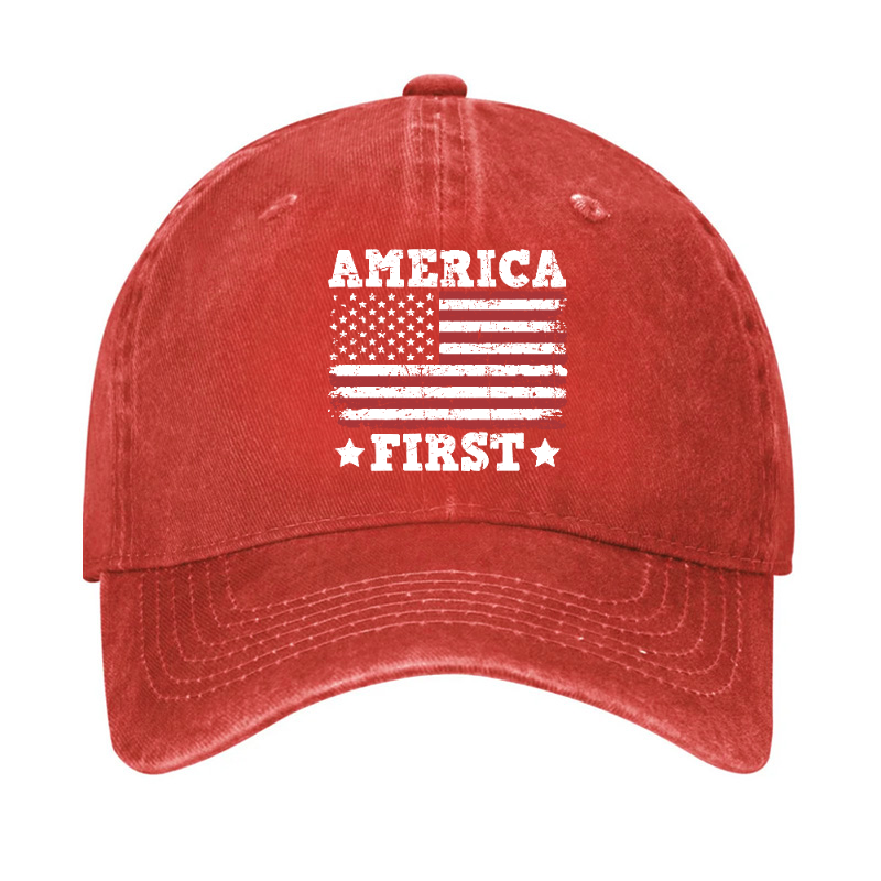 America First With USA Flag Print Hat
