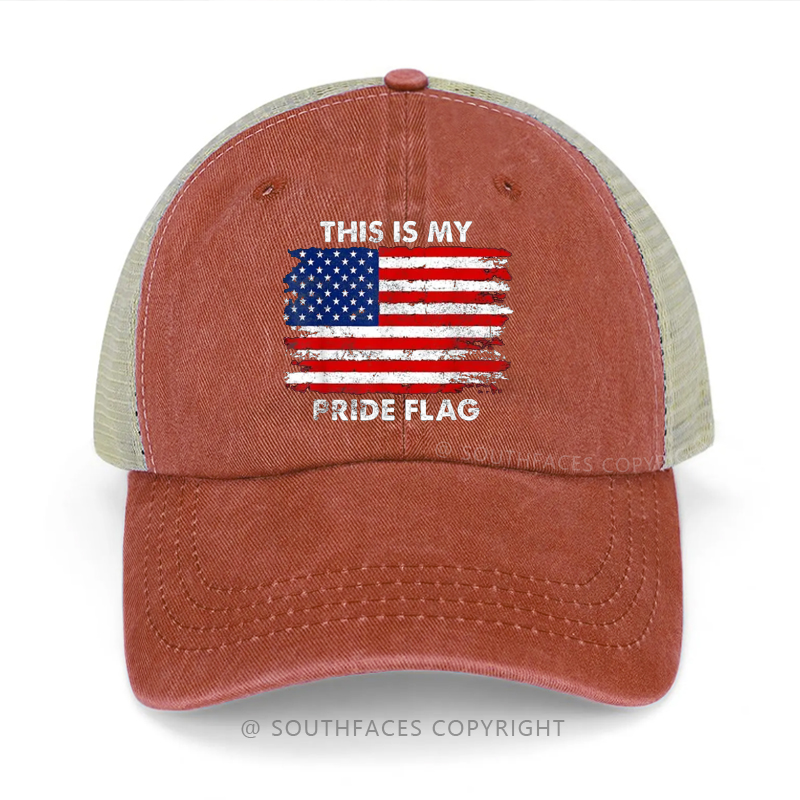 USA Flag This Is My Pride Flag Print Gift Trucker Cap