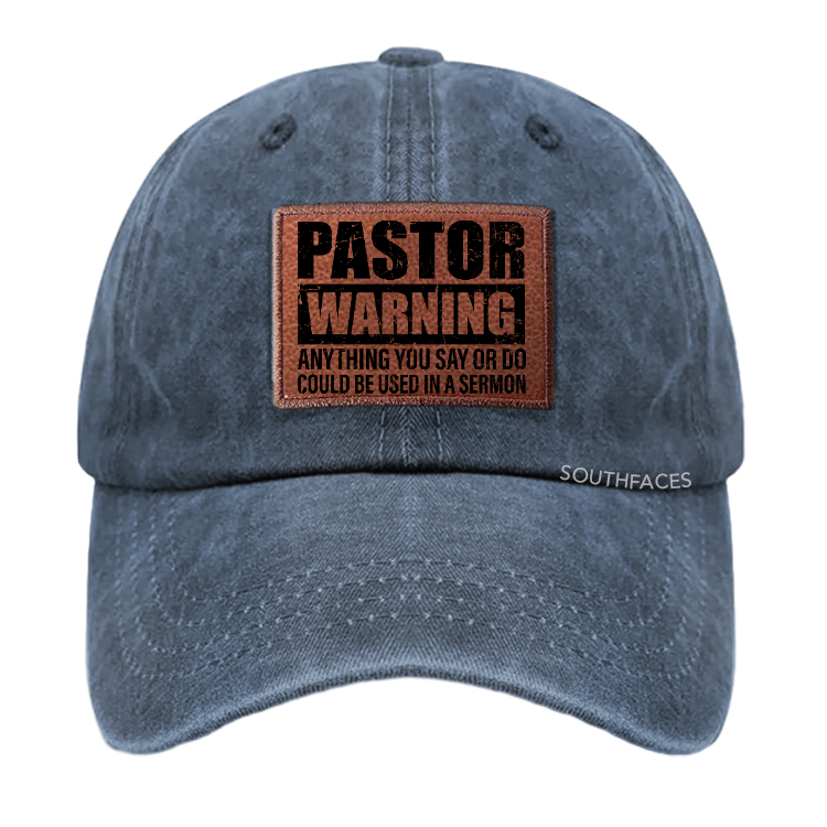Pastor Warning Anything Leather Patch Cap