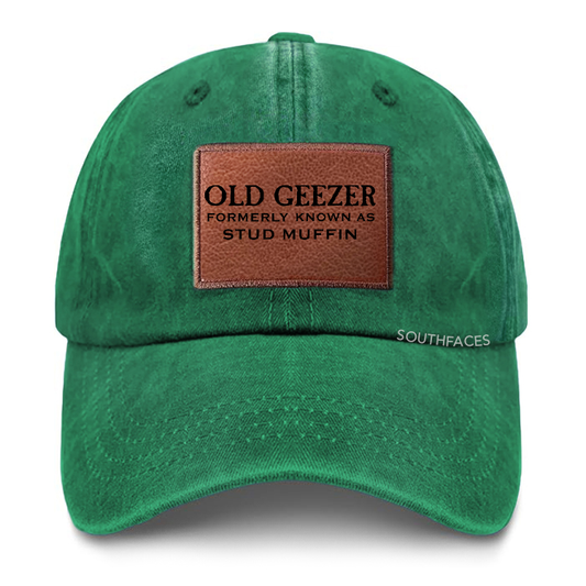 Old Geezer Formerly Known As Stud Muffin Leather Patch Cap
