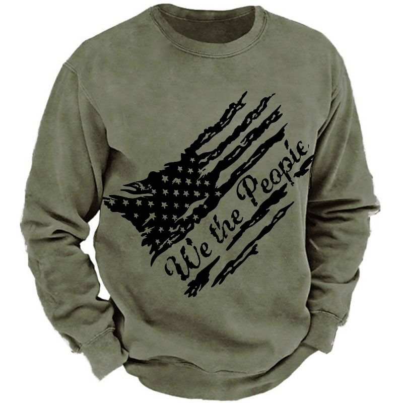 USA Distressed Flag We The People Sweatshirt