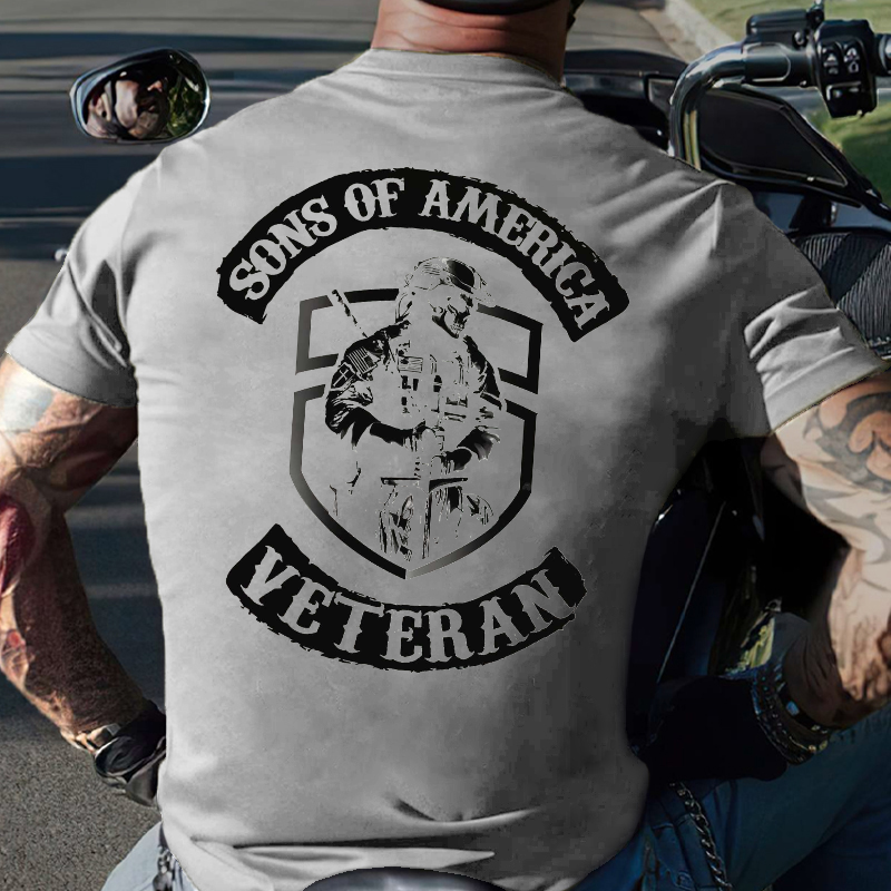 Sons Of America Veteran Skull Print Men's T-shirt