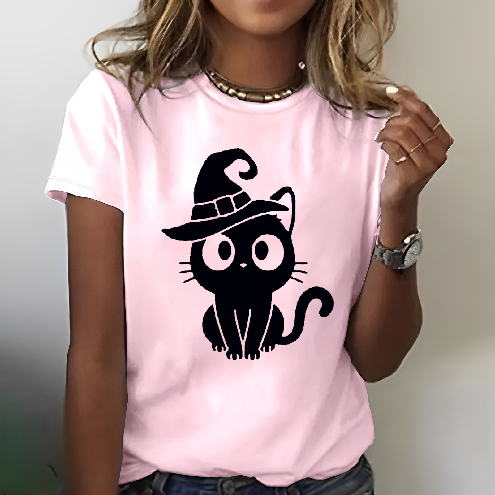 Halloween Womans Cat T-shirt