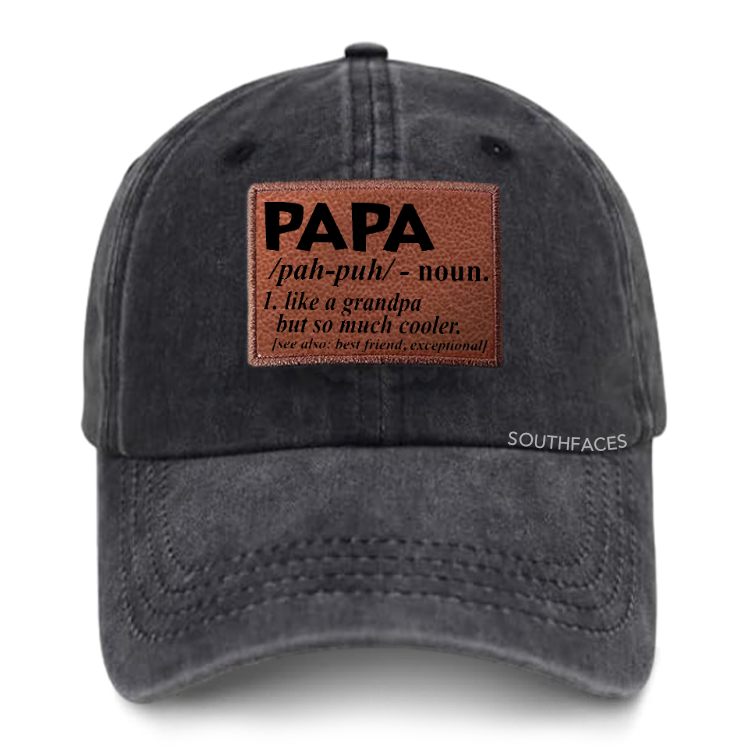 PAPA Like A Grandpa But So Much Cooler Leather Patch Cap