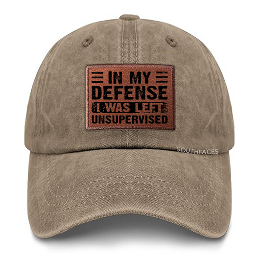 In My Defense I Was Left Unsupervised Leather Patch Cap