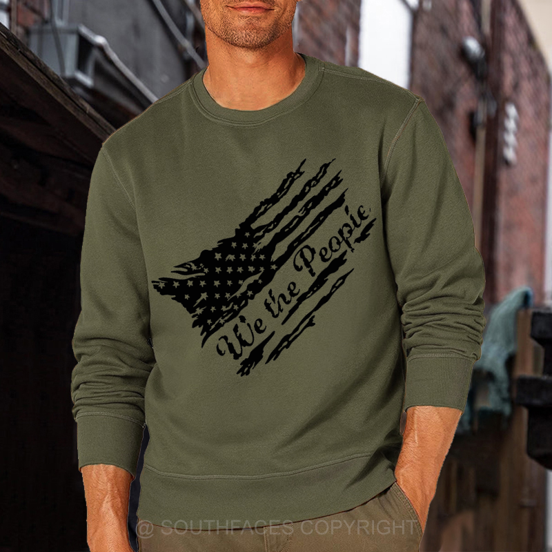 USA Distressed Flag We The People Sweatshirt