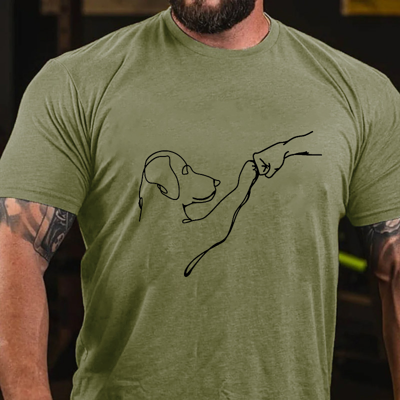 Dog Fist Bump Funny Print Men's T-shirt