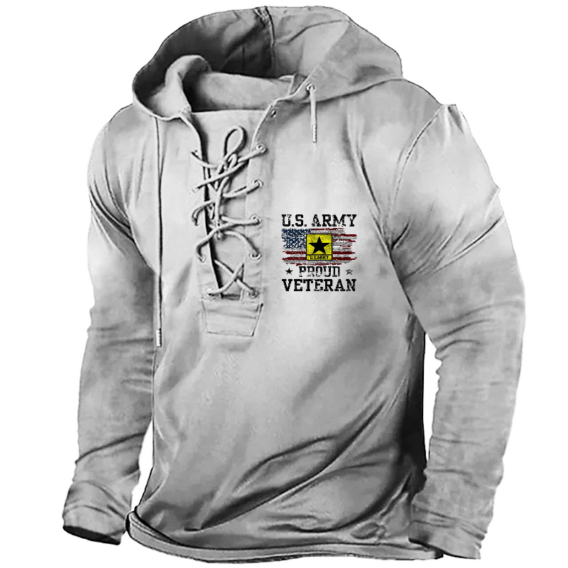 US Flag Army Proud Veteran Retro Hoodie