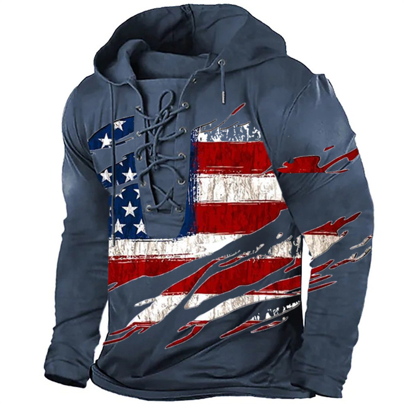 USA Distressed Waving Flag Retro Hoodie