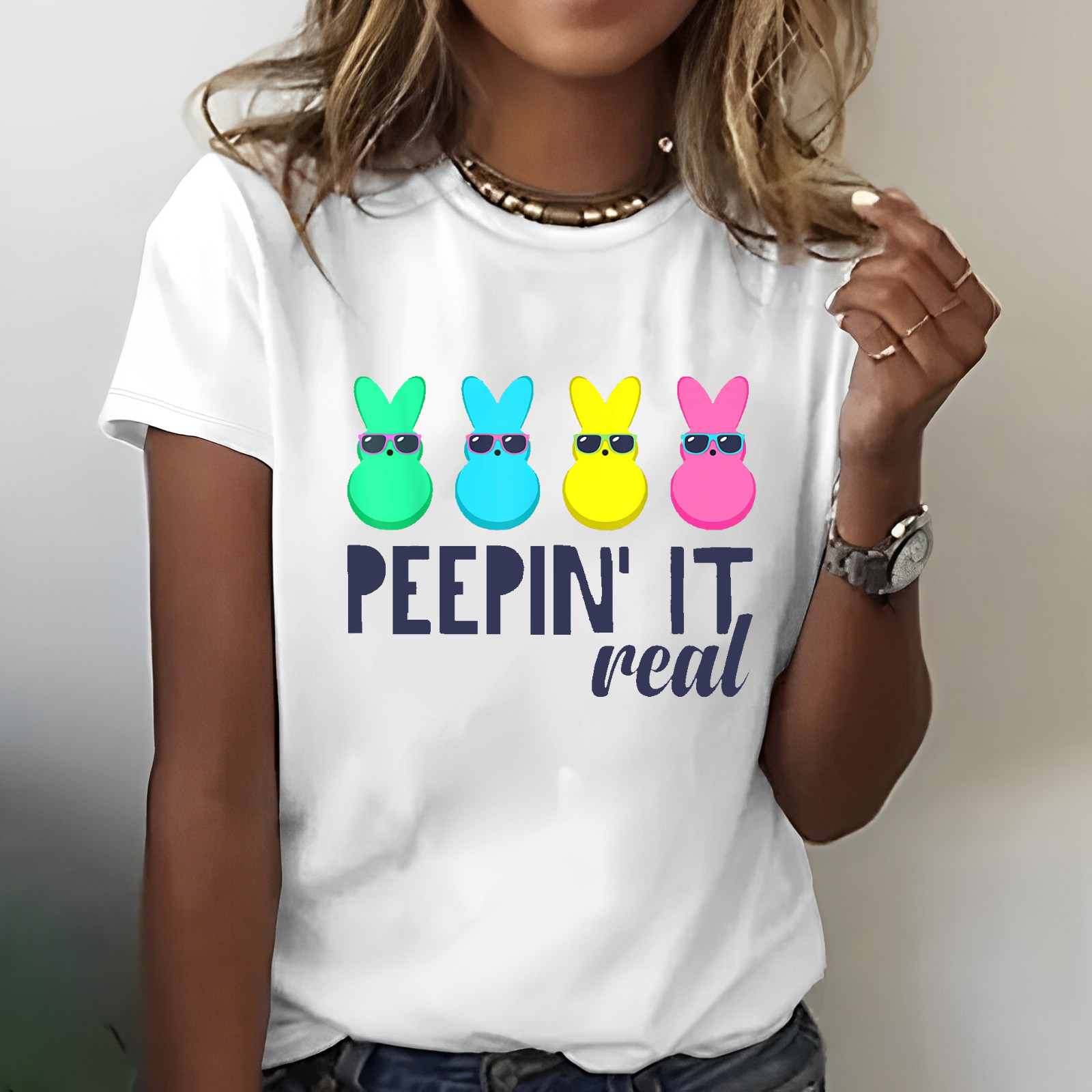 Peepin It Real Happy Easter Bunny T-shirt