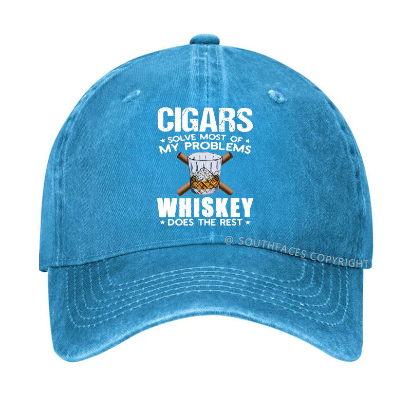 Cigars Solve Most Of My Problems Whiskey Does The Rest Hat