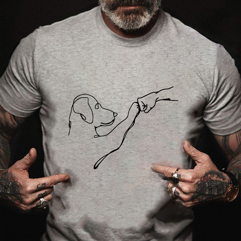 Dog Fist Bump Funny Print Men's T-shirt