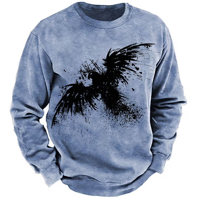 Men's Retro Ink Eagle Design Sweatshirt