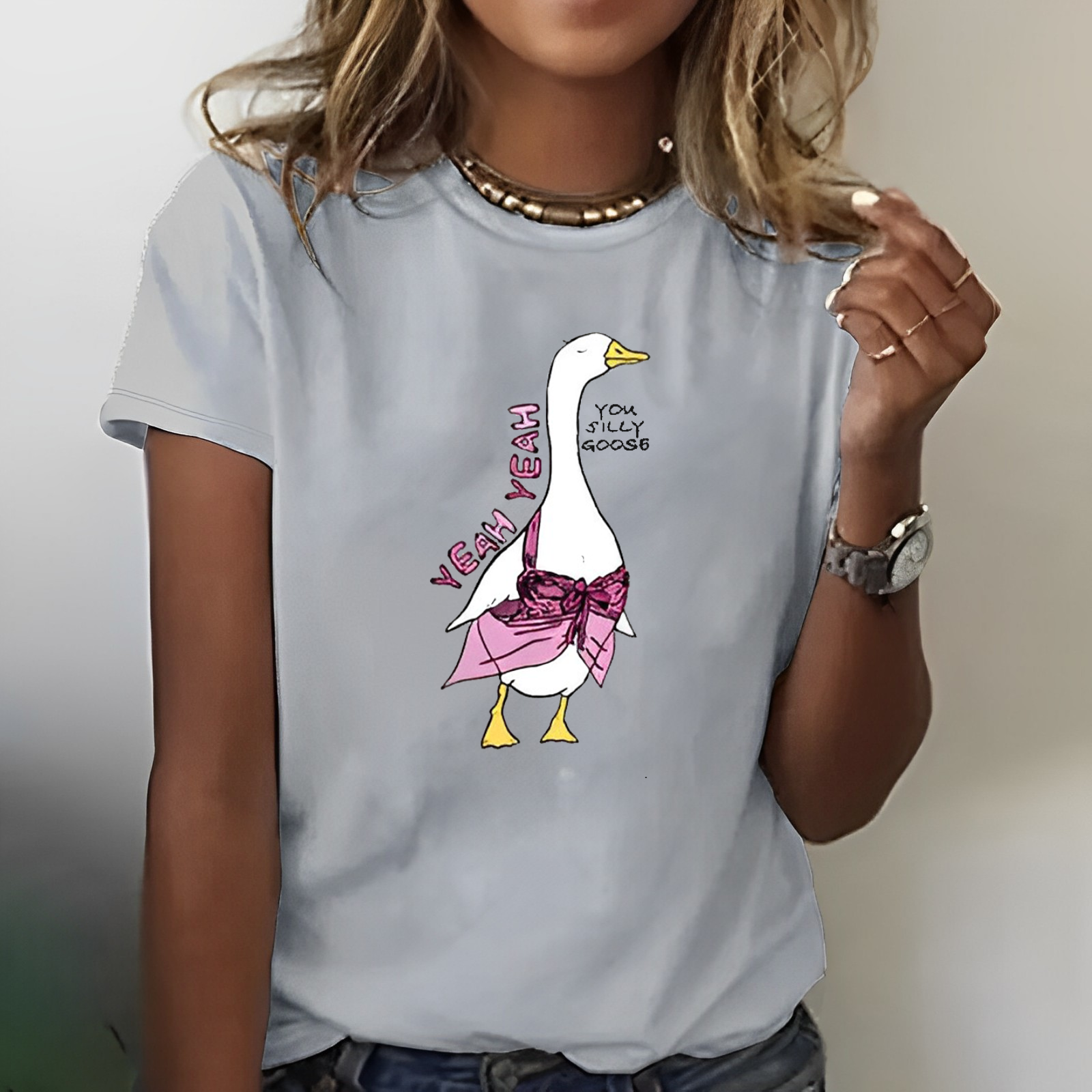 Yeah Yeah You Silly Goose Print T-shirt