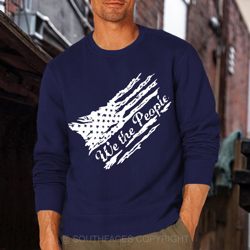 USA Distressed Flag We The People Sweatshirt