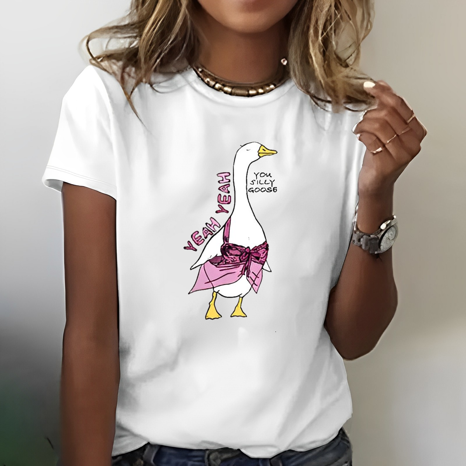 Yeah Yeah You Silly Goose Print T-shirt