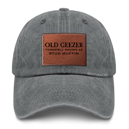Old Geezer Formerly Known As Stud Muffin Leather Patch Cap