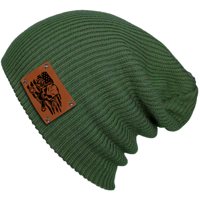 Mechanic Skull USA Flag Beanie