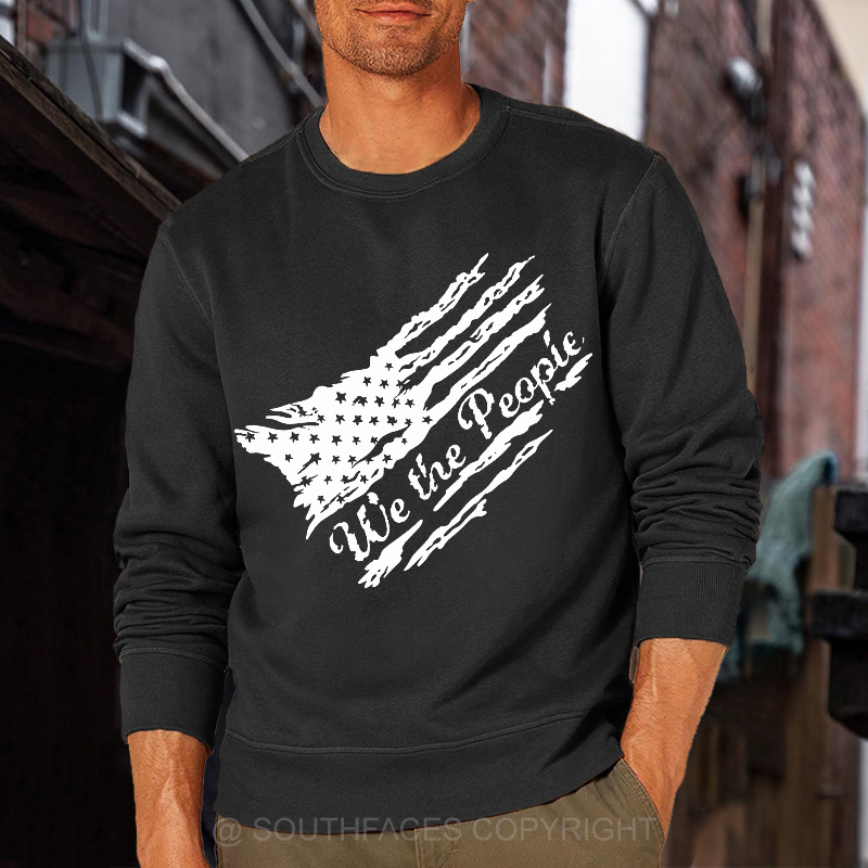 USA Distressed Flag We The People Sweatshirt