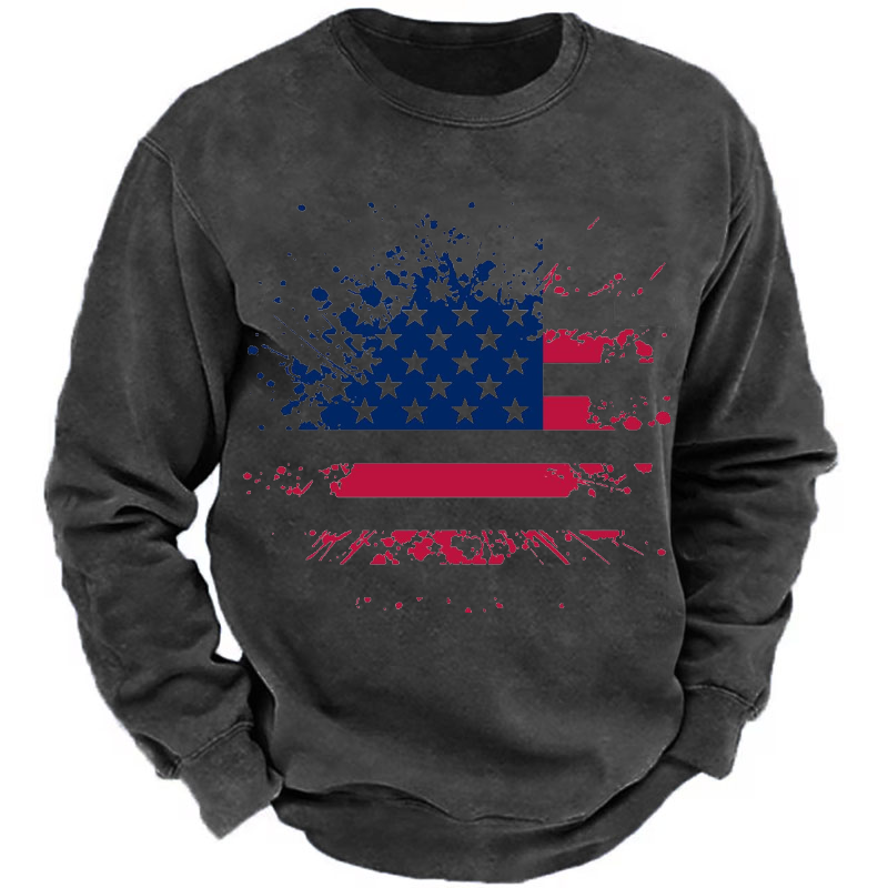 American Colorful Shabby Flag Print Sweatshirt