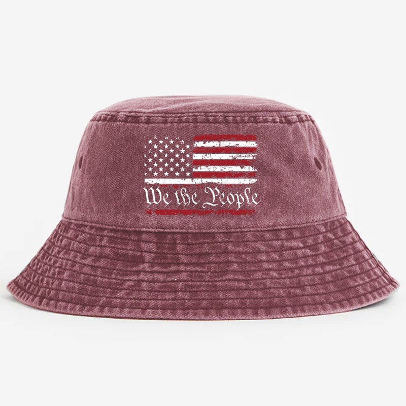 We The People With USA Flag Print Bucket Hat