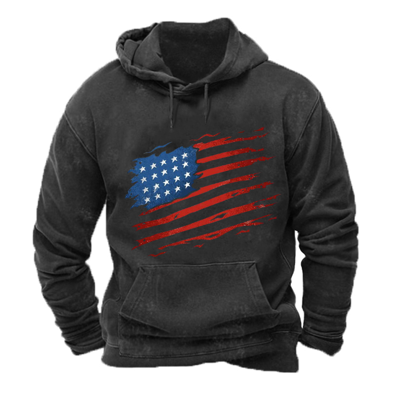 American Colorful Distressed Waving Flag Hoodie