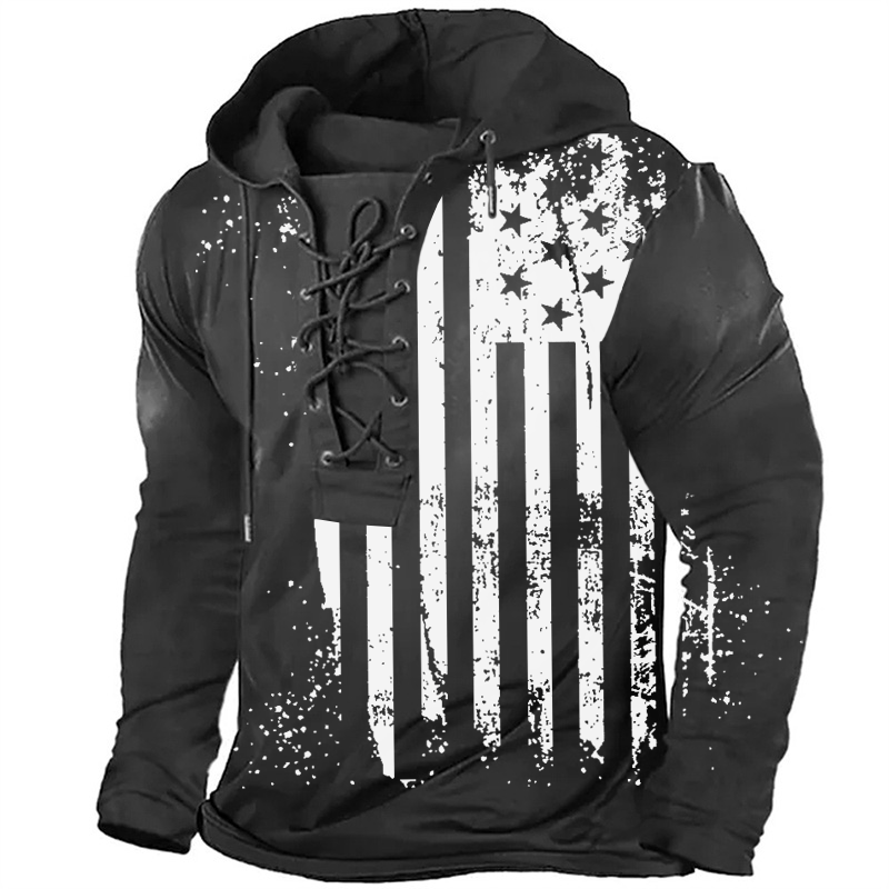USA Distressed Flag Hooded Retro Hoodie