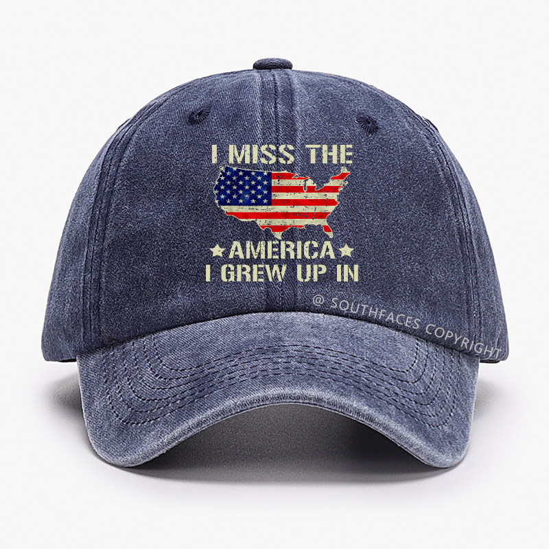 I Miss The America I Grew Up In USA Flag Print Hat