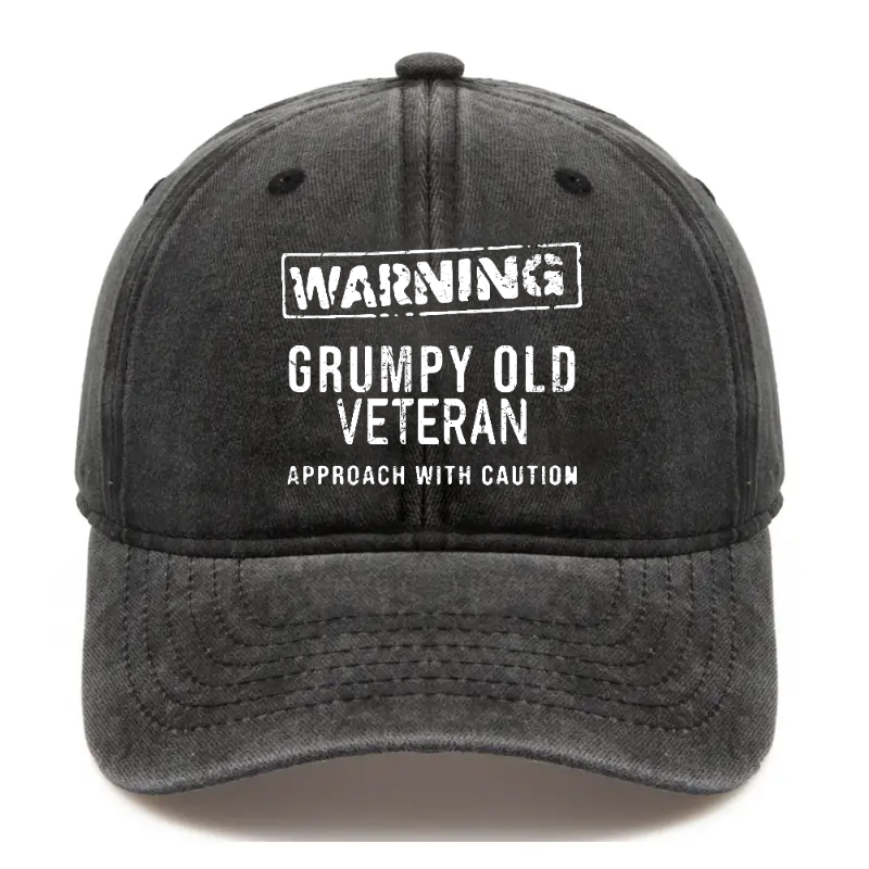 Warning Grumpy Old Veteran Approach With Caution Hat