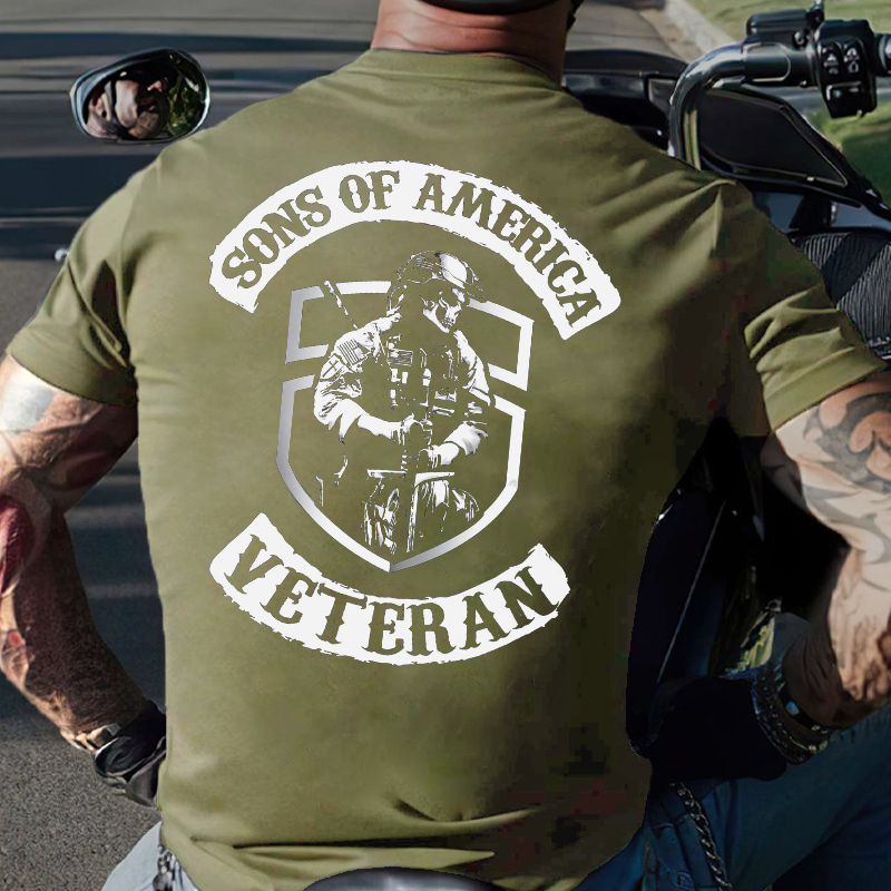 Sons Of America Veteran Skull Print Men's T-shirt