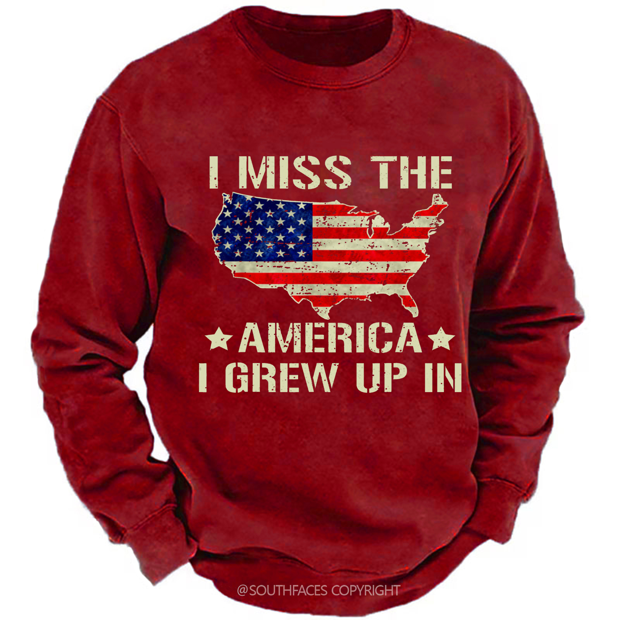 I Miss The America I Grew Up In USA Flag Print Sweatshirt